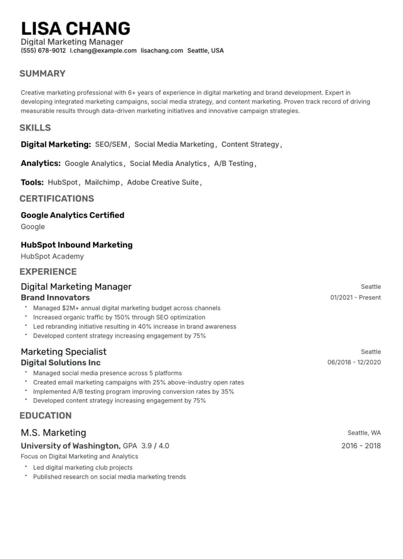 Classic CV Template