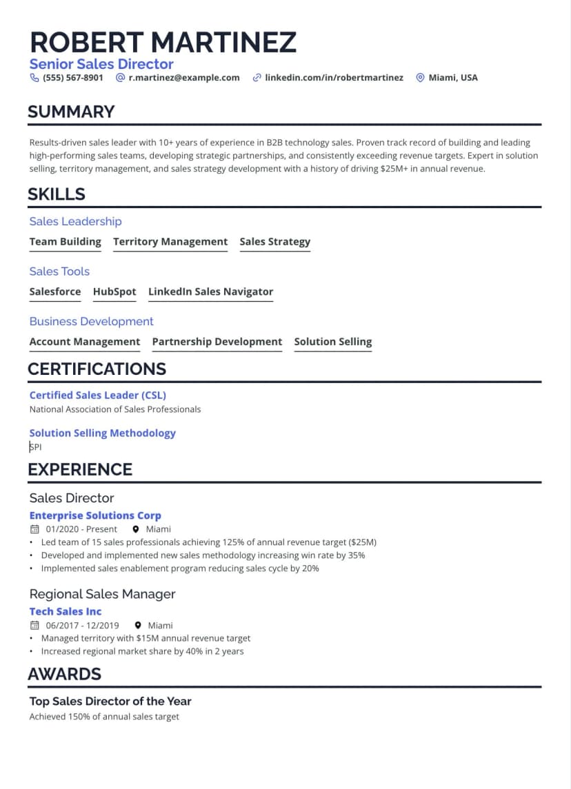 Single Column CV Template